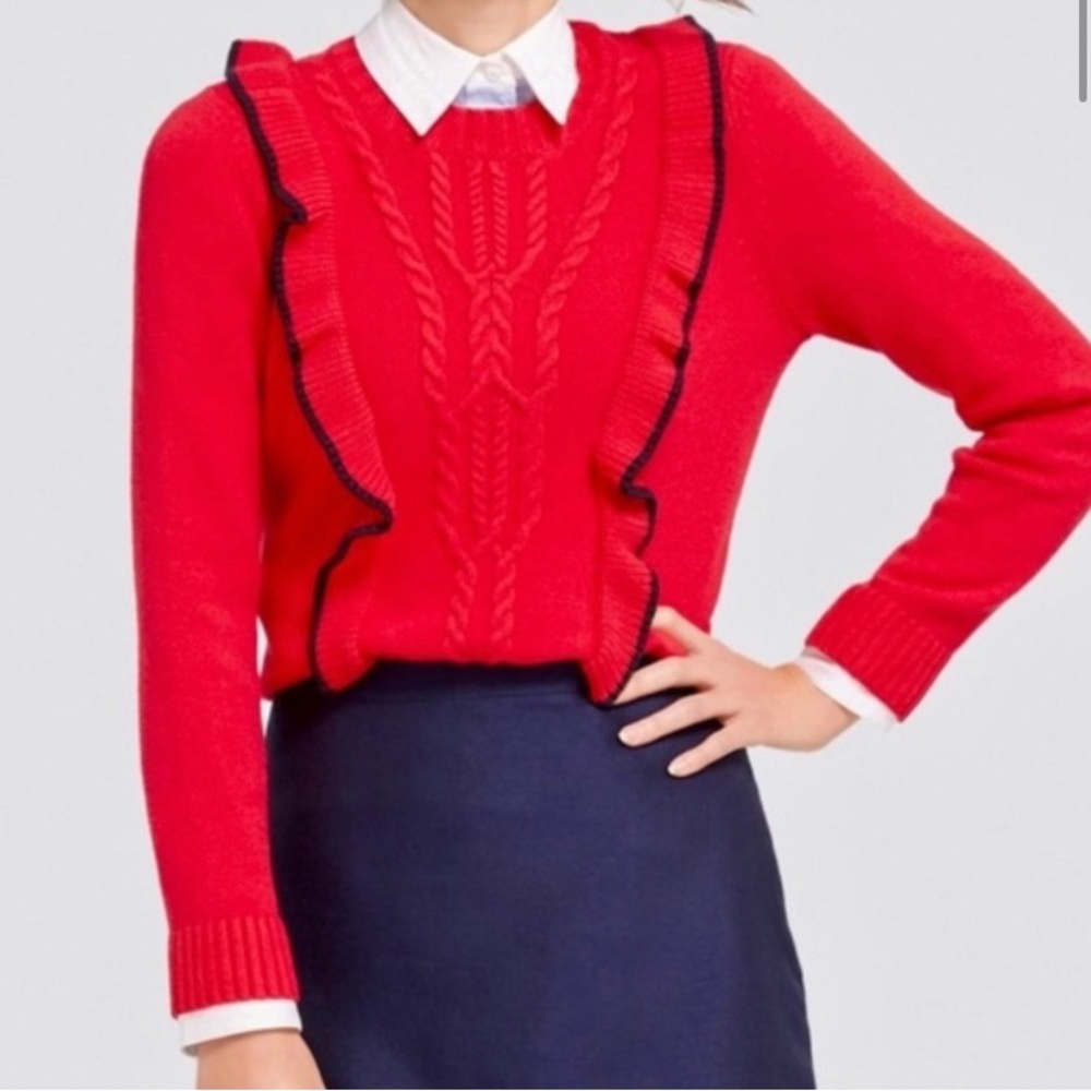 Draper James Cable Knit Red Crew Neck Sweater Small